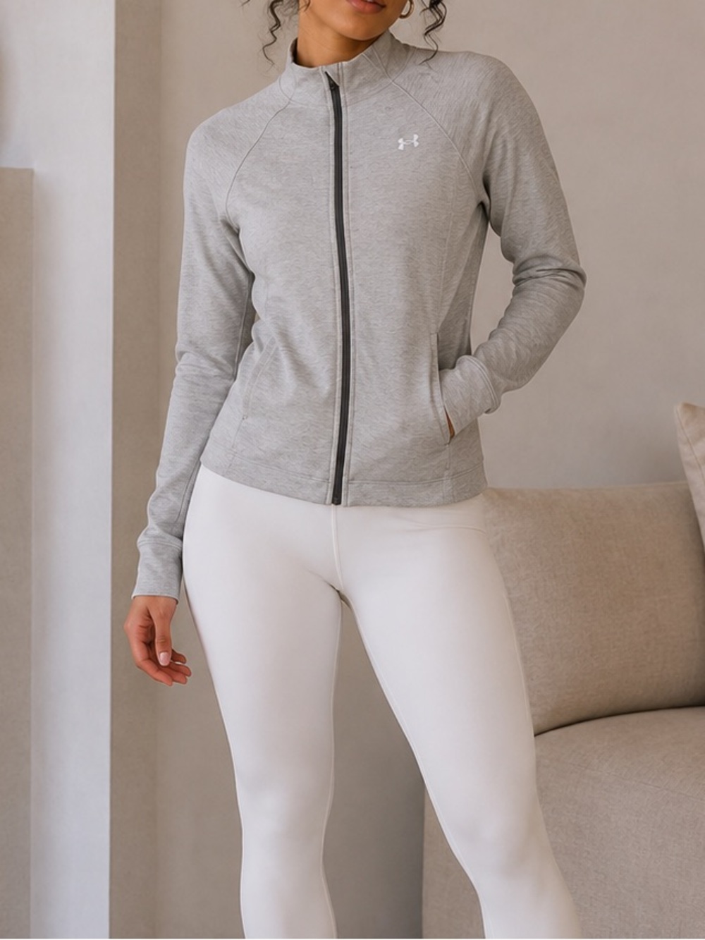 Under Armour Light Gray Zip-Up Performance Jacket